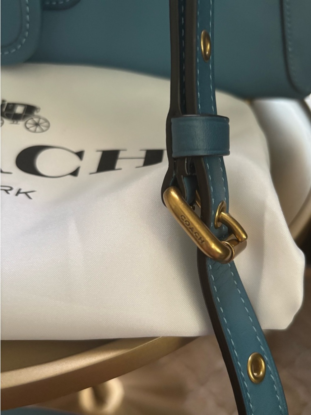 Coach Courier Carryall Pacific Blue Leather Crossbody Satchel - Picture 9 of 11